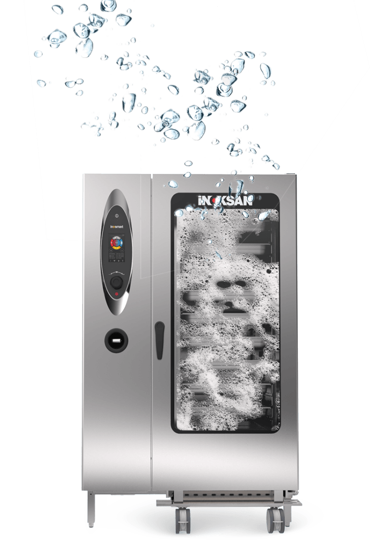 Stainless steel commercial dishwasher for restaurant kitchens ensuring fast and hygienic cleaning.