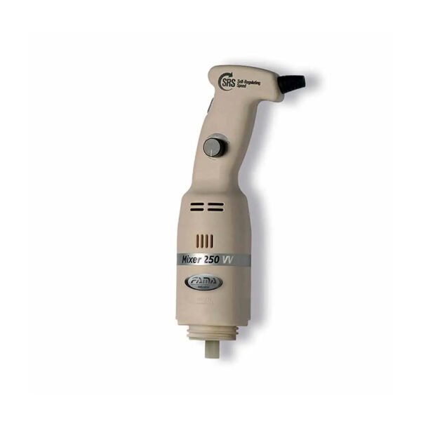 Fama-Hand-blender-250-mm Professional Italian hand blender with lightweight plastic body, ventilated motor, and SRS speed control, made in Italy