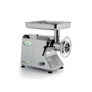 Fama TI32 professional stainless steel meat mincer with tray and hopper.