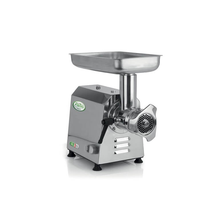 Fama TI22 stainless steel professional meat mincer with removable unit and stainless tray