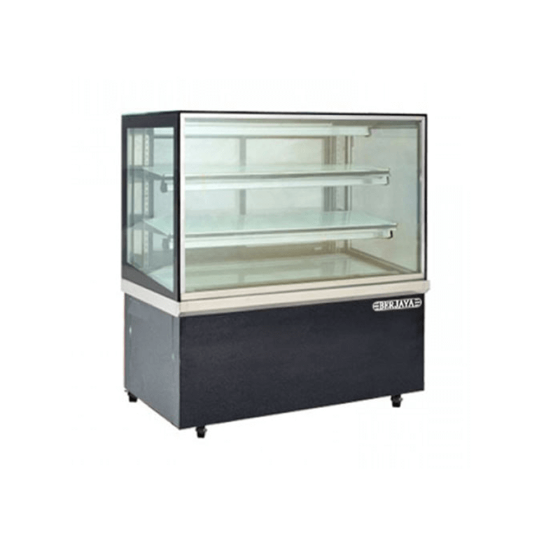 Berjayacke cake display chiller with 4-sided glass showcasing multiple cake tiers