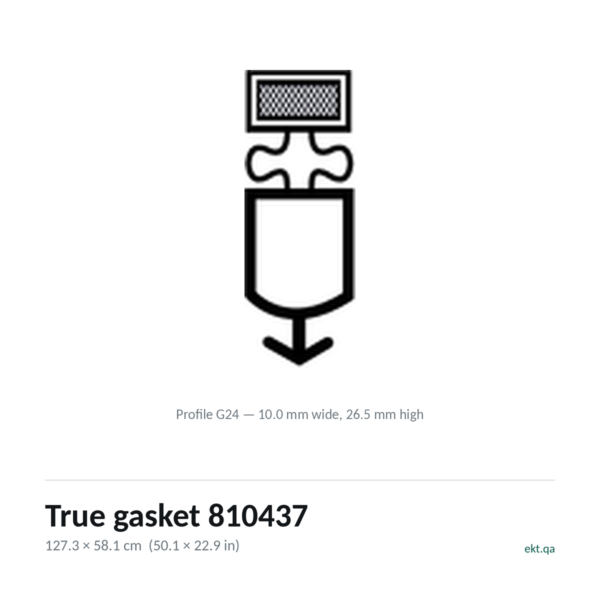 True gasket 810437 cross-section, profile G24, 127.3 x 58.1 cm door seal for 14 True models