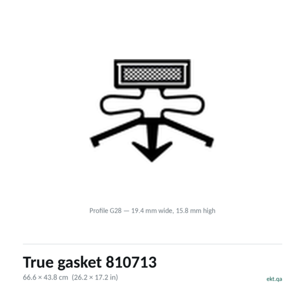 True gasket 810713 profile G28 door seal True gasket 810713 cross-section, profile G28, 66.6 x 43.8 cm door seal for 13 True models