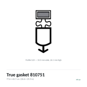 True gasket 810751 cross-section, profile G24, 77.6 x 65.7 cm door seal for 3 True models