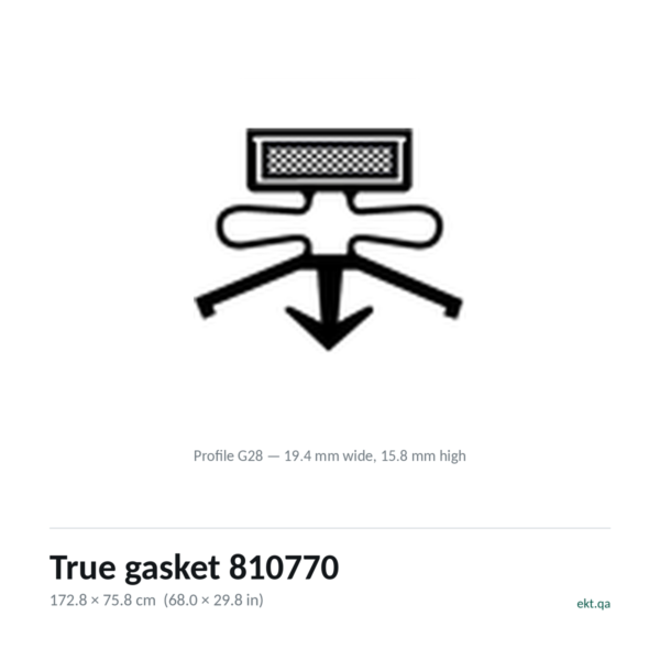 True gasket 810770 profile G28 door seal True gasket 810770 cross-section, profile G28, 172.8 x 75.8 cm door seal for 33 True models
