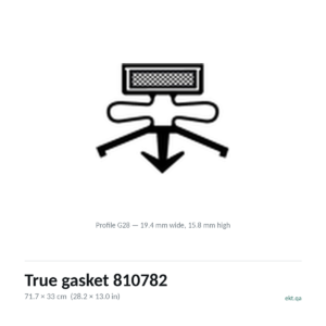 True gasket 810782 cross-section, profile G28, 71.7 x 33 cm door seal for 3 True models
