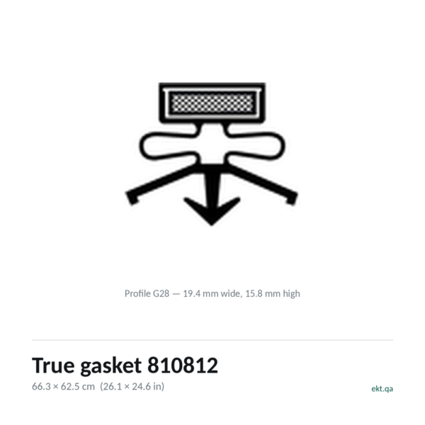 True gasket 810812 cross-section, profile G28, 66.3 x 62.5 cm door seal for 49 True models