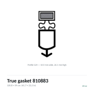 True gasket 810883 cross-section, profile G24, 105.8 x 59 cm door seal for 11 True models