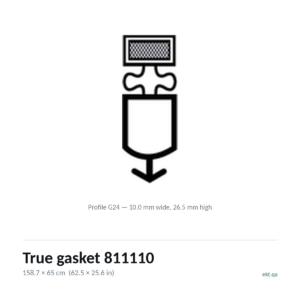 True gasket 811110 cross-section, profile G24, 158.7 x 65 cm door seal for 6 True models