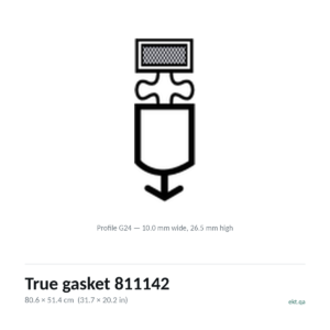 True gasket 811142 cross-section, profile G24, 80.6 x 51.4 cm door seal for 4 True models