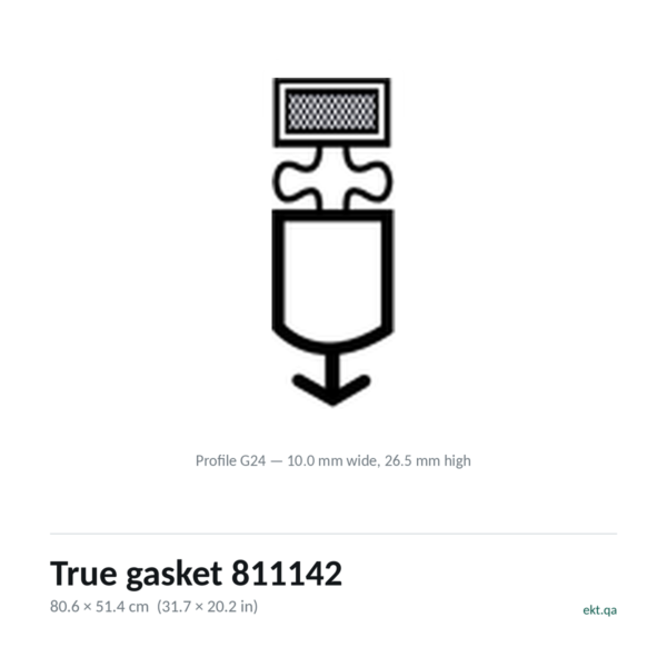 True gasket 811142 profile G24 door seal True gasket 811142 cross-section, profile G24, 80.6 x 51.4 cm door seal for 4 True models